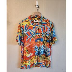 Topman Men's Hawaiian Button Down Casual Shirt SZ Large Vacation Resortwear